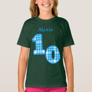 Camiseta Nombre de encargo 2 cumpleaños azul de la tela