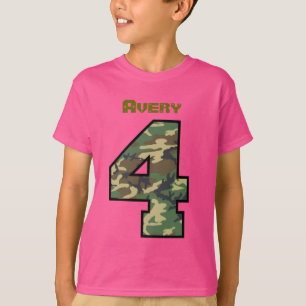 Camiseta Nombre de encargo V030N de Camo del 4to cumpleaño