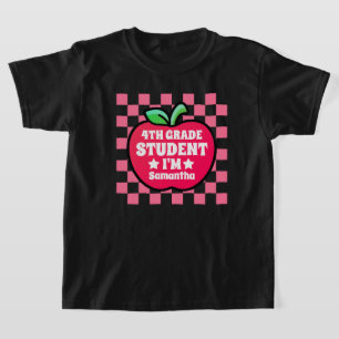 Camiseta Nombre de estudiante de cuarto grado de Apple pers