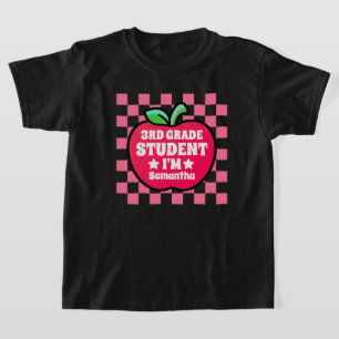 Camiseta Nombre de estudiante de tercer grado de Apple pers