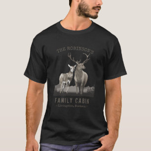 Camiseta Nombre de familia Cabina Deer Pine Tree Forest Bla