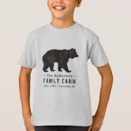 Camiseta Nombre de familia Cabina Oso Rústico Marrón Negro