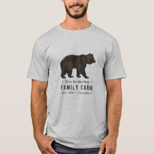 Camiseta Nombre de familia Cabina Oso Rústico Marrón Negro