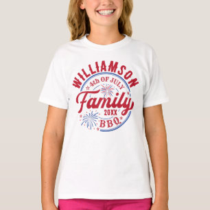 Camiseta Nombre de familia coincidente 4 de julio Azul blan