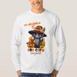 Camiseta Nombre de familia coincidente Calabaza de gatos Ha