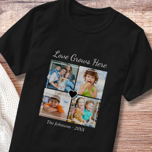 Camiseta Nombre de familia de 4 fotos personalizadas El amo