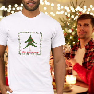Camiseta Nombre de familia de guirnaldas y árboles de Navid