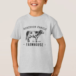 Camiseta Nombre de familia Farmhouse Rústico Leche Vaca