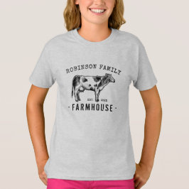 Camiseta Nombre de familia Farmhouse Rústico Leche Vaca