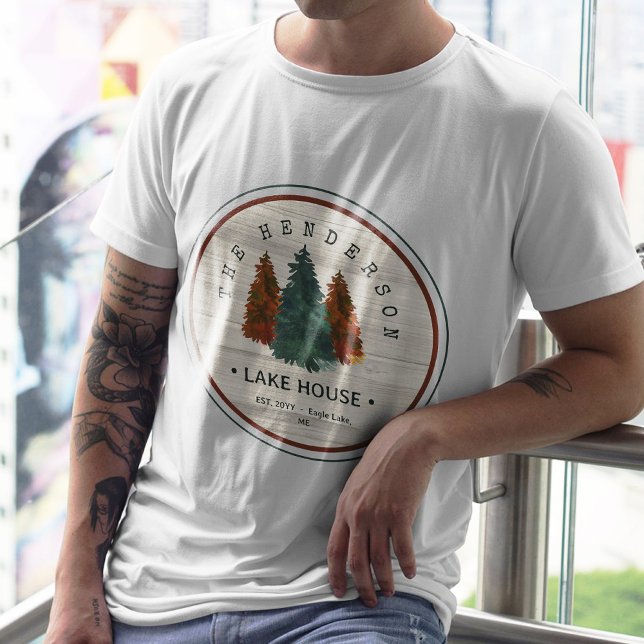Camiseta Nombre de familia Fondo de madera de pino de la ca (Subido por el creador)