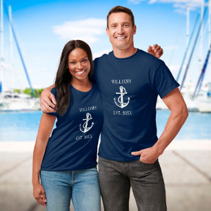 Camiseta Nombre de Familia Personalizado Ancla de Barco Náu