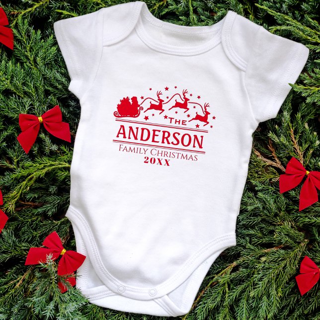Camiseta Nombre de familia personalizado de Navidades coinc (Matching Christmas Personalized Family Name Baby Bodysuit)