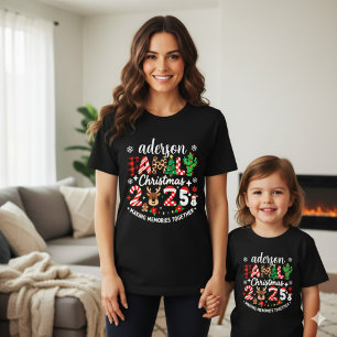 Camiseta Nombre de Familia Personalizado Navidad 2025 Fiest