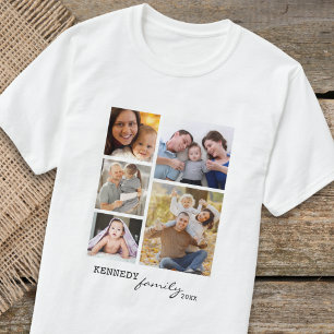 Camiseta Nombre de familia personalizado Texto 5 Collage de