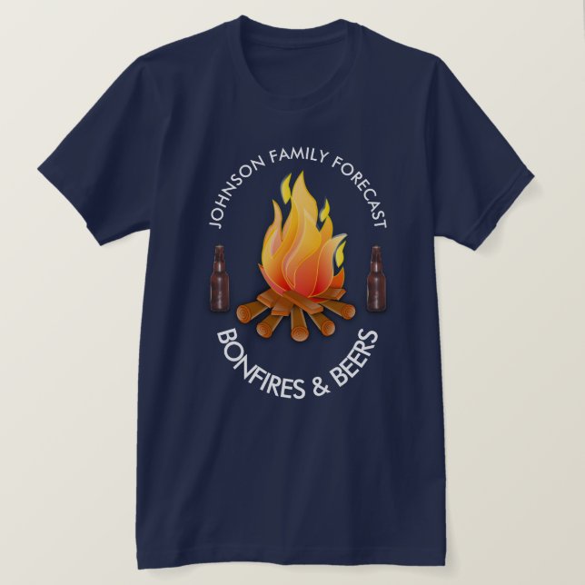 Camiseta "(Nombre de familia) Previsión: Incendios y cervez (Anverso del diseño)