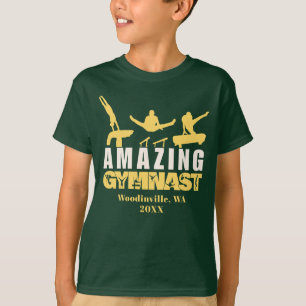Camiseta Nombre de fecha de ubicación de gimnasta asombrosa