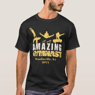 Camiseta Nombre de fecha de ubicación de gimnasta asombrosa