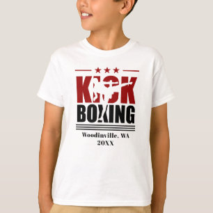 Camiseta Nombre de fecha de ubicación del boxeador de Kick