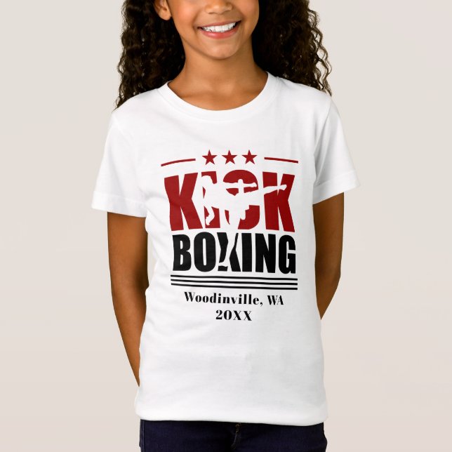Camiseta Nombre de fecha de ubicación del boxeador de Kick  (Anverso)