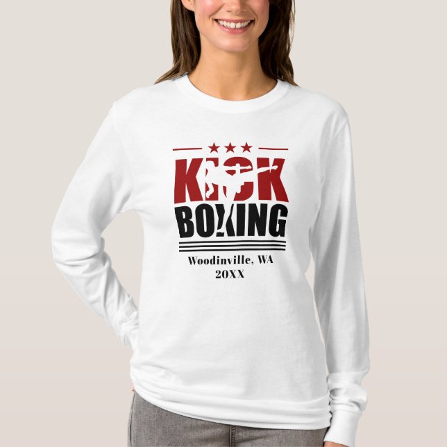Camiseta Nombre de fecha de ubicación del boxeador de Kick  (Anverso)