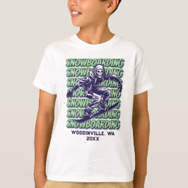 Camiseta Nombre de fecha de ubicación del Snowboarding pers