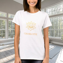 Camiseta Nombre de flor de loto de oro de yoga