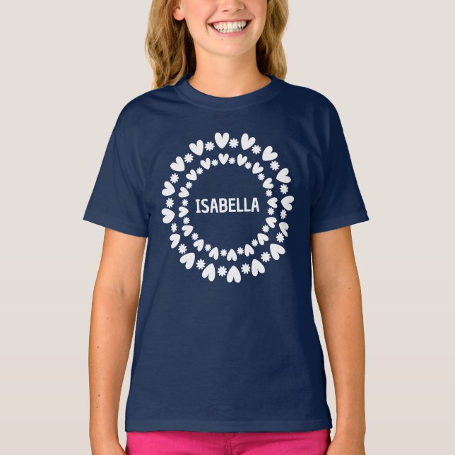 Camiseta Nombre De Flores Y Corazones (Anverso)
