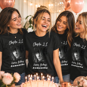 Camiseta Nombre de foto cumpleaños negro 21