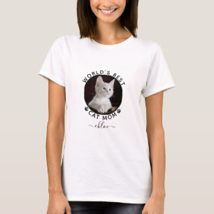 Camiseta Nombre de foto de gato lindo Huellas de patas negr