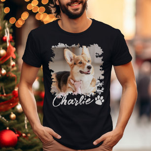 Camiseta Nombre de foto de Mascota corto y negro de impresi