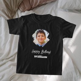 Camiseta Nombre de foto niño de cumpleaños negro