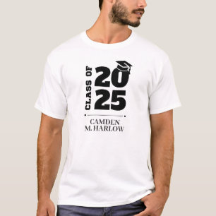 Camiseta Nombre de gorra negra de graduación de secundaria