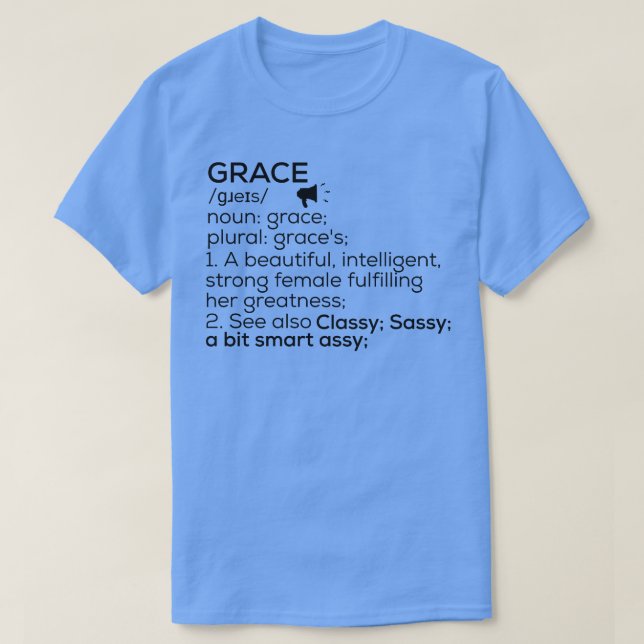 Camiseta Nombre de Gracia Definición Gracia Nombre de mujer (Diseño del anverso)