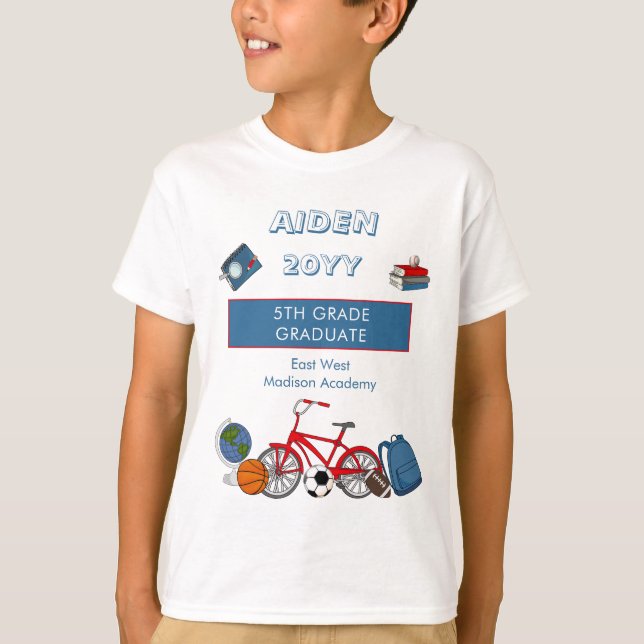 Camiseta Nombre de graduación elemental parcial| Año| Escue (Anverso)