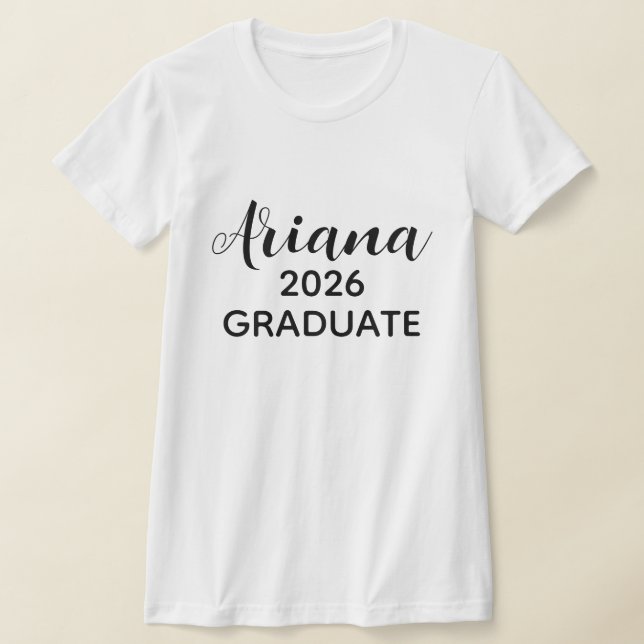 Camiseta Nombre de graduado 2026 en letra negra moderna bla (Distribución)