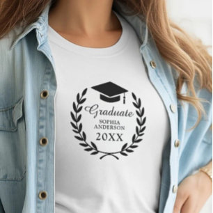 Camiseta Nombre de graduado personalizado y corona de laure