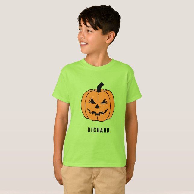 Camiseta Nombre de Halloween Naranja de calabaza RICHARD (Anverso completo)