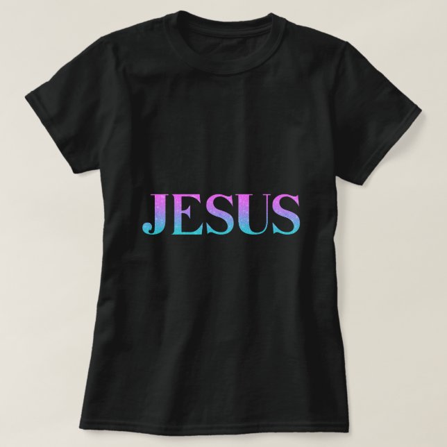 Camiseta Nombre de Jesús del Purpurina azul rosado (Diseño del anverso)
