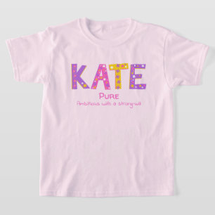 Camiseta Nombre de Kate que significa estrellas de flores a