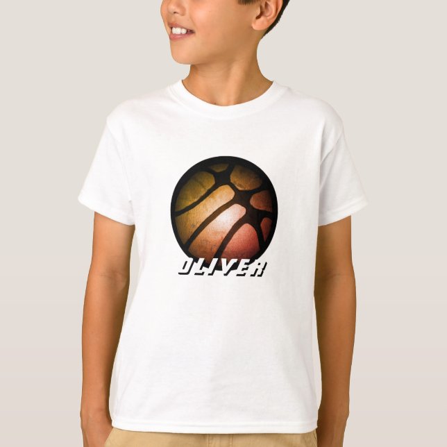 Camiseta Nombre de la bola de baloncesto del Naranja negro  (Anverso)