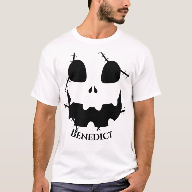 Camiseta Nombre de la cara de calabaza simple de Halloween  (Anverso)