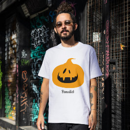 Camiseta Nombre de la cara de calabaza simple de Halloween