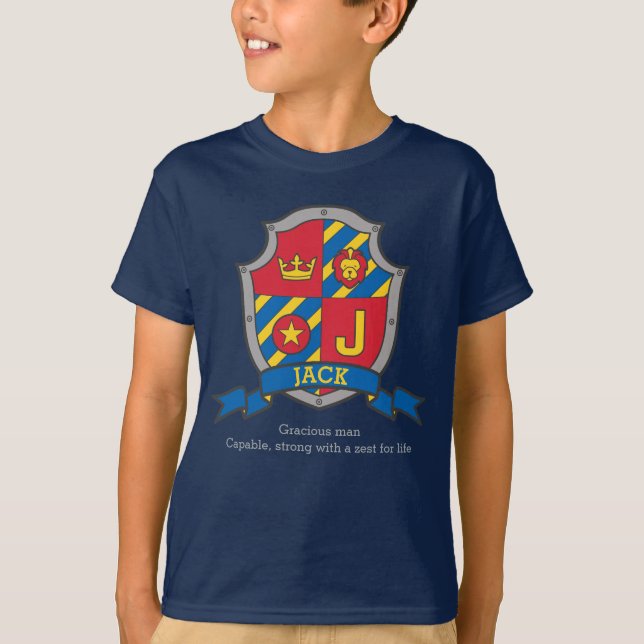 Camiseta Nombre de la carta de Jack J que significa escudo  (Anverso)