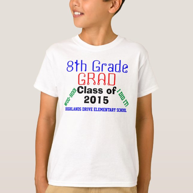 Camiseta Nombre De La Escuela De Grado Octavo (Anverso)