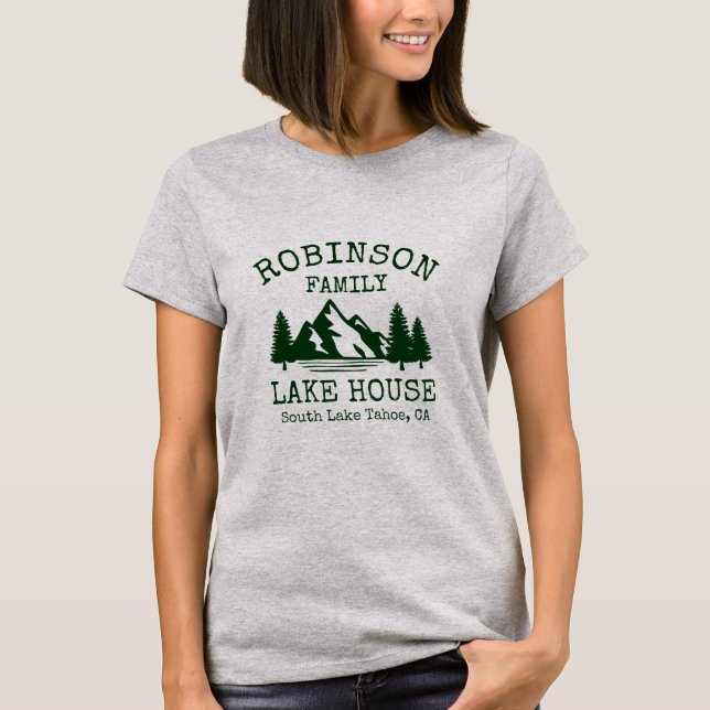 Camiseta Nombre de la familia Lake House Forest Green Silho (Anverso)