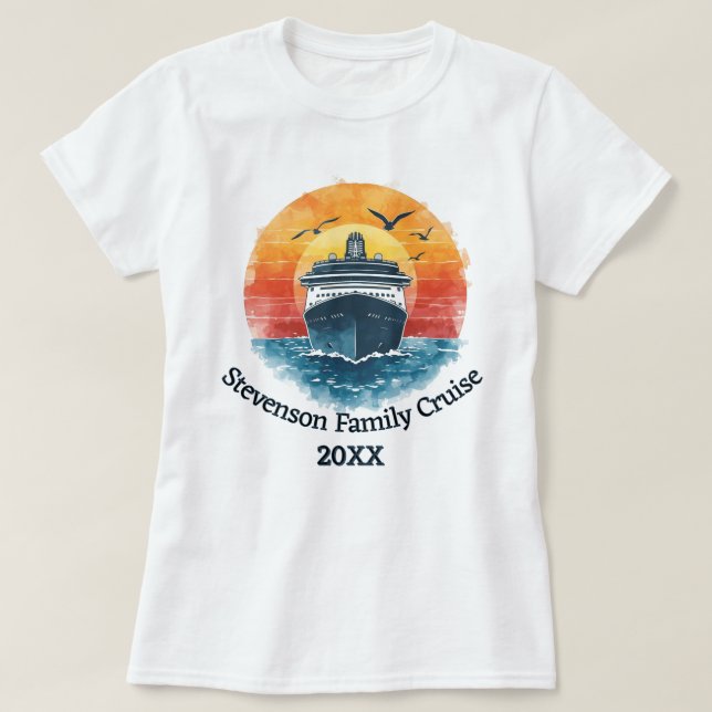 Camiseta Nombre de la familia puesta de sol Vacaciones Cruc (Diseño del anverso)