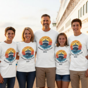 Camiseta Nombre de la familia puesta de sol Vacaciones Cruc