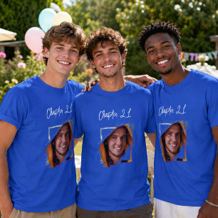 Camiseta Nombre de la foto cumpleaños 21 azul real