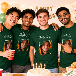 Camiseta Nombre de la foto cumpleaños 21 verde