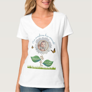 Camiseta Nombre de la foto del bebé fecha del anuncio de la